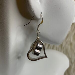 Pulse design Silver Heart Drop Earrings -